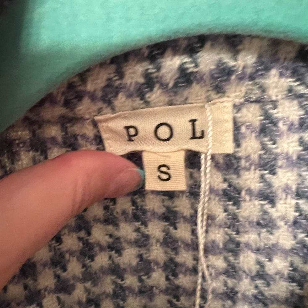 POL Blue and Gray Houndstooth Shirt - Picture 2 of 6